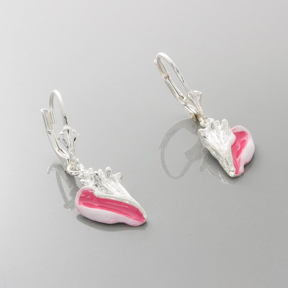 925 Sterling Silver Enameled Conch Shell Lever back Dangle Drop Earrings - Picture 4 of 5